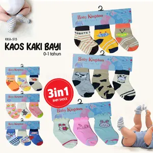 3in1 Kaos Kaki Bayi 0-6 Bulan KKA-513 Baby Sock Sarung kaki Bayi