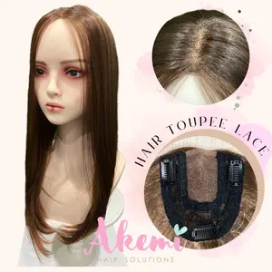 ADA HAIR TOUPEE LACE AKEMI - TANPA PONI 50cm [ rambut palsu wanita marcellashairclip penutup uban penutup botak model jepit ]