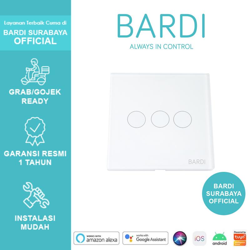 BARDI Smart Wall Switch 3 Gang Saklar Sentuh Touch Wifi Otomatis IoT 0
