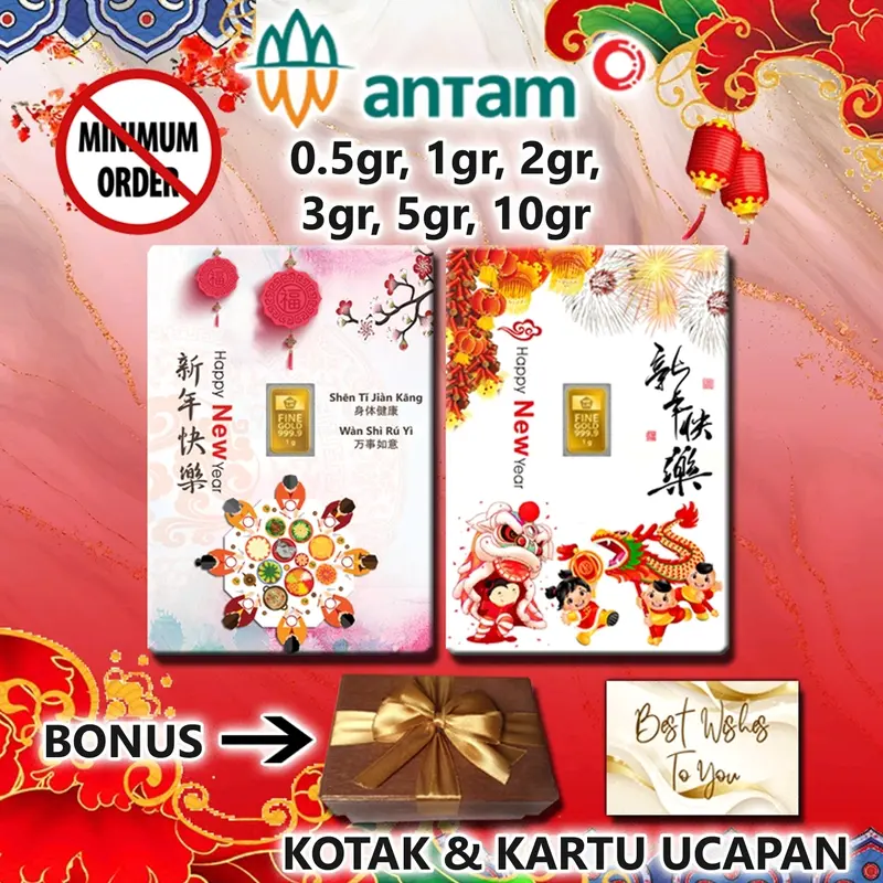 Logam Mulia Emas ANTAM IMLEK Happy Chinese New Year Gift Series Custom Certieye Certicard 0