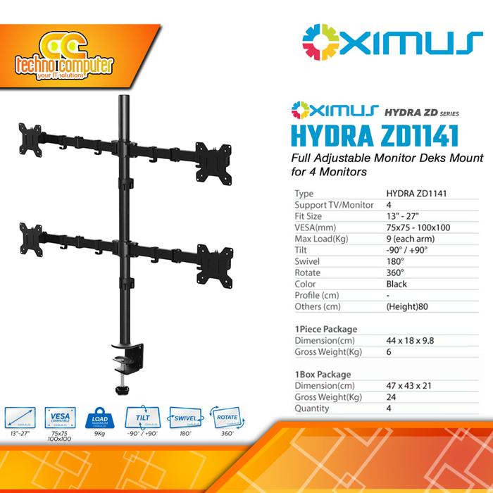 Gambar Bracket Monitor TV 13-27inch OXIMUS HYDRA ZD1141 TILT SWIVEL ROTATE dari Techno Computer Bali Kota Denpasar Tokopedia
