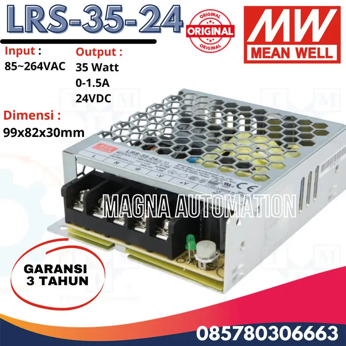 MEAN WELL LRS-35-24 POWER SUPPLY MEANWELL 35V 24V 1,5A NES LRS 1