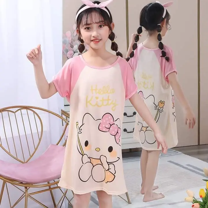 Baju Tidur Daster Anak Perempuan Hello Kitty, Unicorn, Kuromi, Bear 1