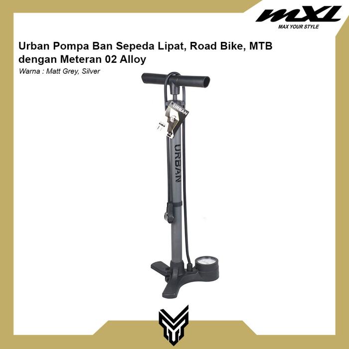 Gambar MXL Pompa Ban Sepeda Lantai Urban 002 dengan Meteran Pump Floor Alloy - Grey dari MXL Sports Indonesia Kota Administrasi Jakarta Selatan 5 Tokopedia