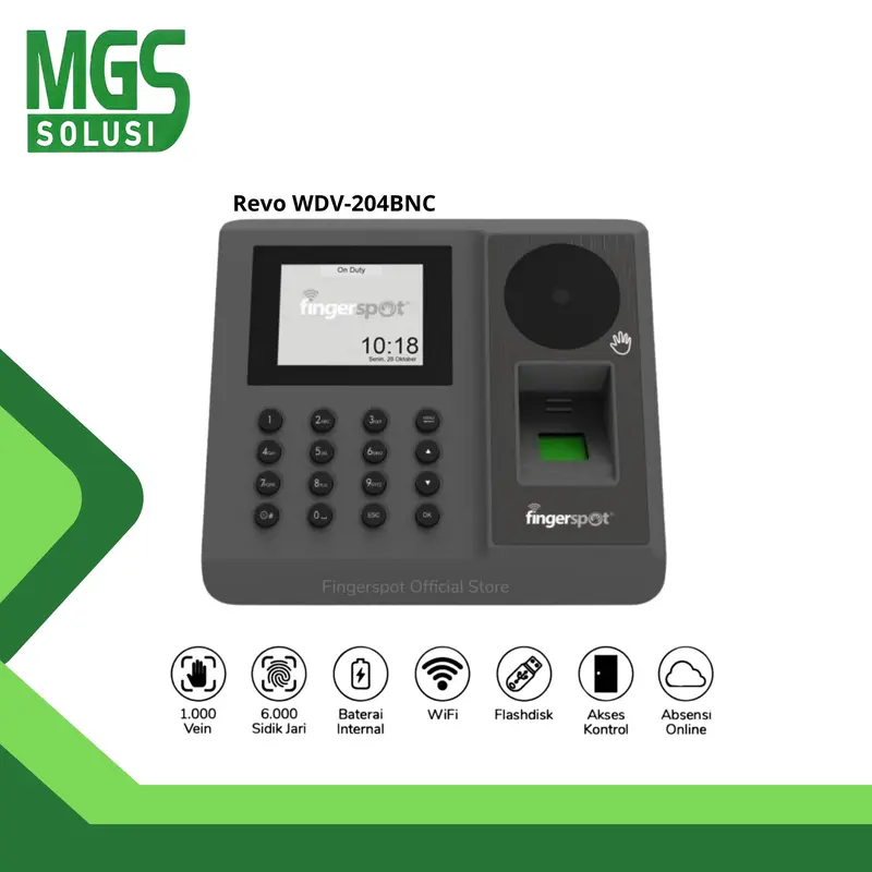 Mesin absensi Revo WDV 204BNC fingerprint telapak tangan Wifi Battery 2