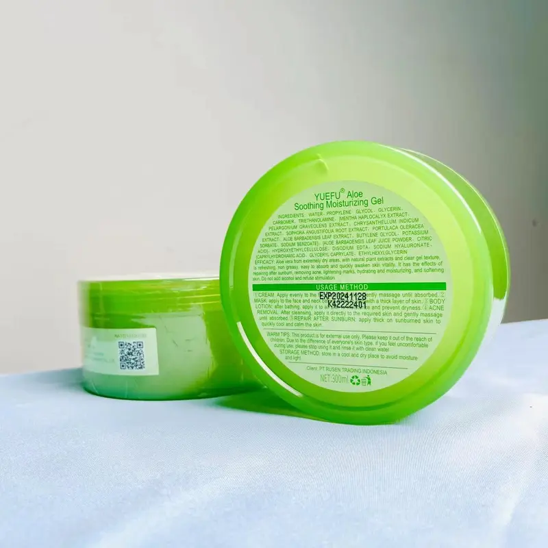 YUEFU Aloe Vera Gel 98% 300 Gr/ml Lidah Buaya Gel Pelembab Tubuh Wajah facial  wash Moisturizer Vitamin 4