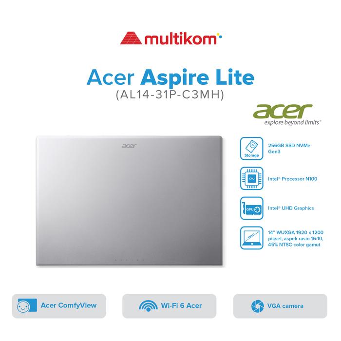 Gambar Acer Aspire Lite AL14-31P-C3MH Intel N100 8GB 256SSD WUXGA IPS W11 OHS dari MULTIKOM ID Kota Palembang Tokopedia