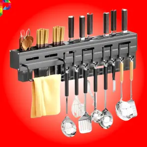 Rak Penyimpanan Pisau Gantungan Spatula Sutil Peralatan Alat Masak Tempel Dinding Dapur 59.5cm