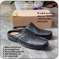 Gambar Sendal sepatu pria shinici 002 sepatu sandal bustong slop kulit asli dari mul shoes Kota Bandung 4 Tokopedia