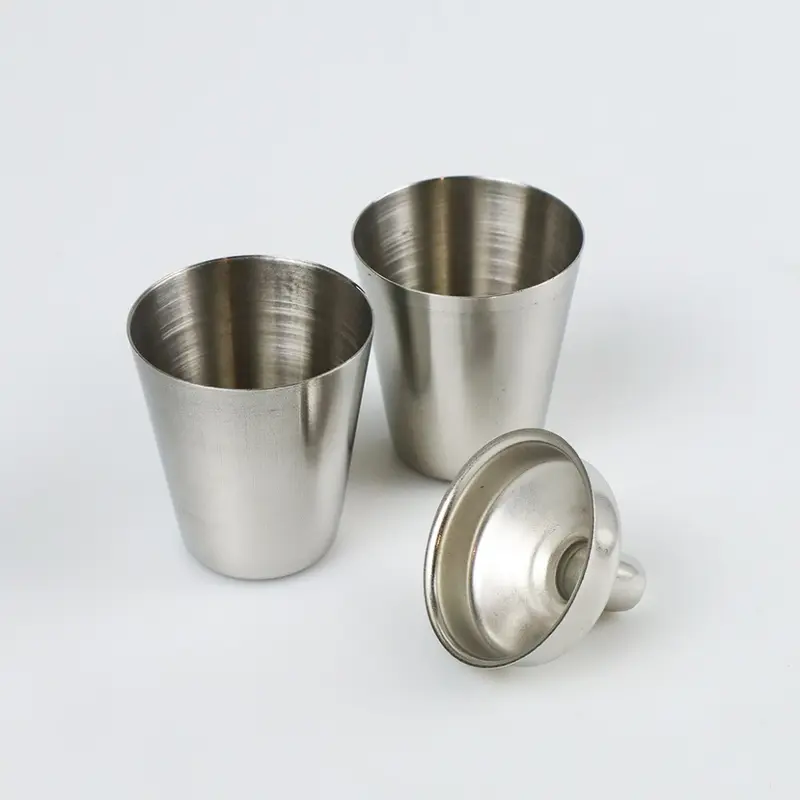 Botol Hip Flask 7 Oz with Shot Glass Brown 3