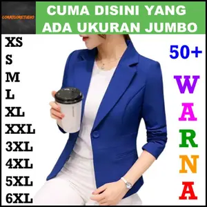 Jas Wanita Blazer Cewek BIRU BCA POLOS 1 Celana Rompi Jumbo Big Size