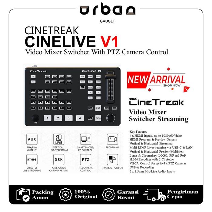 Gambar Cinetreak CINELIVE V1 HDMI Video Switcher Support Vertical Live Stream dari Urban Gadget Official Kota Administrasi Jakarta Selatan Tokopedia