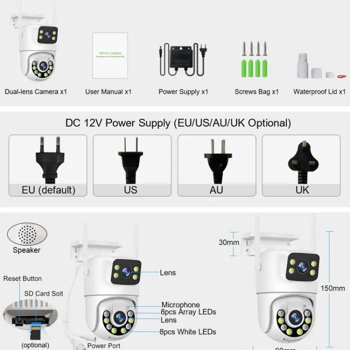 New Ip Camera Double Lensa App Icsee 16MP Ptz Speed Dome Cctv Wireless 1