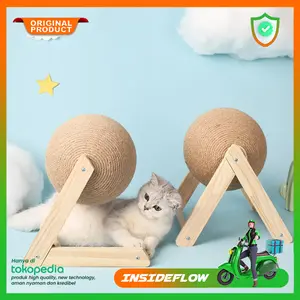 Bola Garukan Tempat Cakaran Kucing Kayu Cat Scratcher Toy