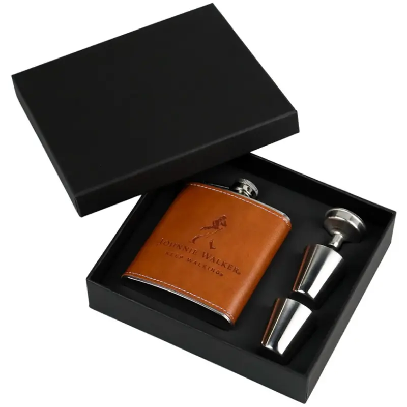 Botol Hip Flask 7 Oz with Shot Glass Brown 0