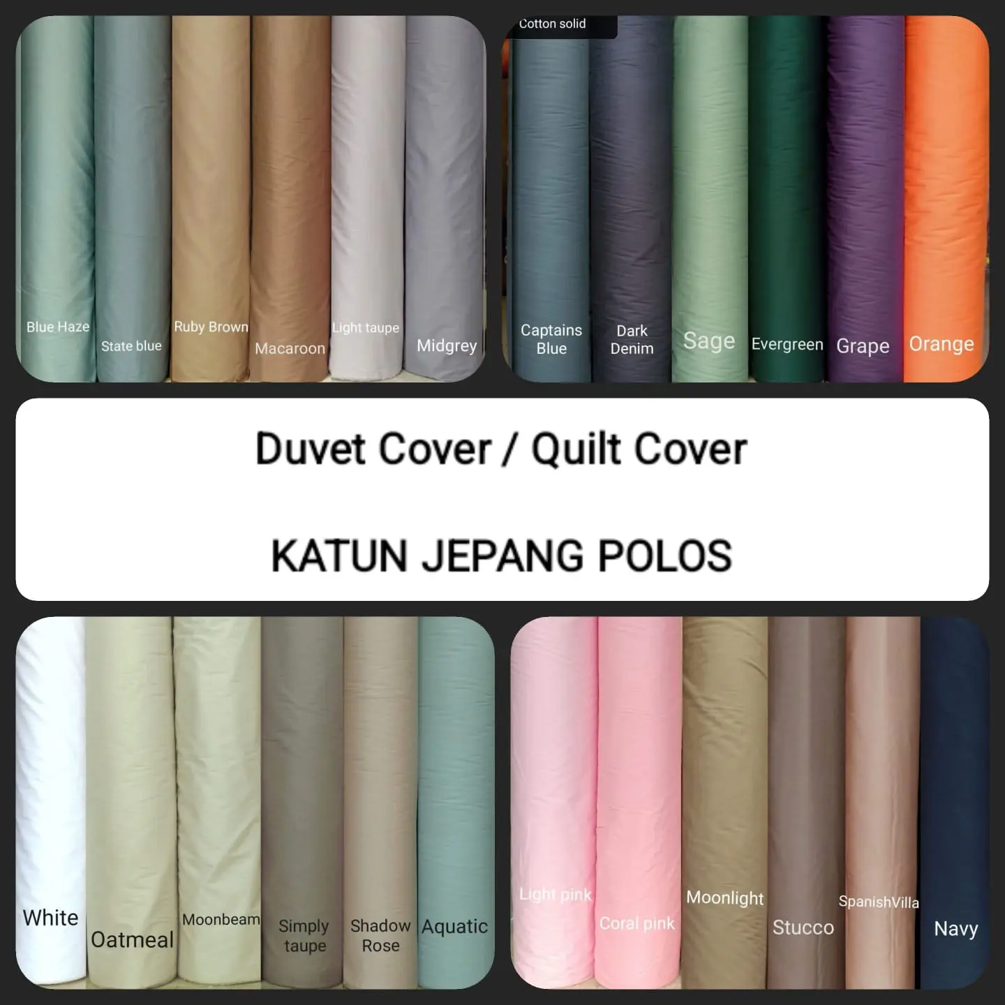 DUVET COVER/QUILT COVER Polos KATUN JEPANG | Bisa custom ukuran