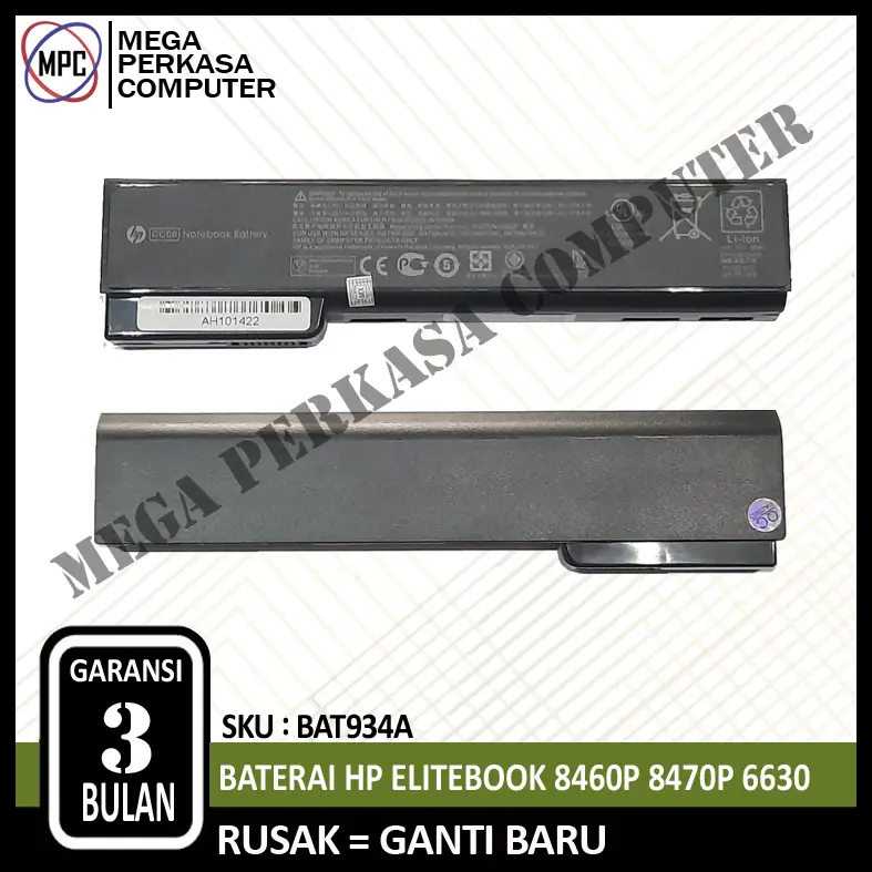 Baterai Laptop Hp EliteBook 8460P 8470P 8460W 8560P 6460B 6465B CC06