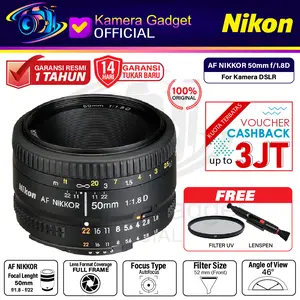 Nikon AF NIKKOR 50mm f1.8D - Lensa Nikkor 50mm F1.8 D For Kamera DSLR