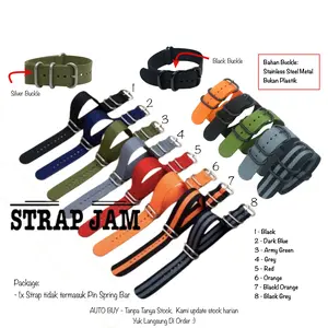 Tali Jam Tangan Strap Zulu Nato Nylon 20mm 22mm 24mm Classic Universal