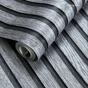 Wallpaper Stiker Dinding Bahan PVC 3D Model Panel Kayu Abu 45cm x 9m Kamar