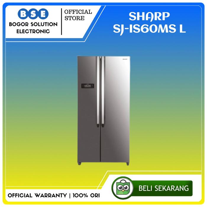 Gambar PROMO KULKAS SIDE BY SIDE MURAH | SJ-IS60M-SL | SHARP SJIS60MSL dari Bogor Solution Electronic Kota Bogor Tokopedia