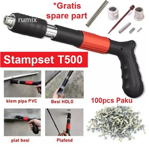 Stampset T500 Tembakan Paku Beton Dinding Tembok Rumah Mesin Stamp Pemaku Beton Langit Langit Keramik