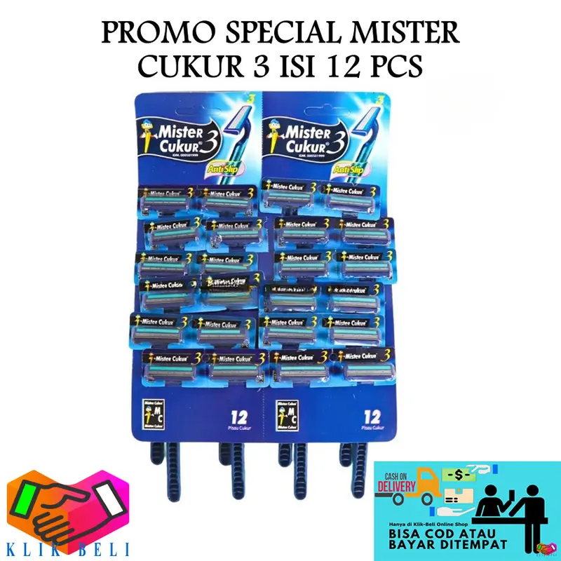 (12 PCS) Razor Mister Cukur 3 Mata Pisau Alat Cukuran Kumis Jenggot 0