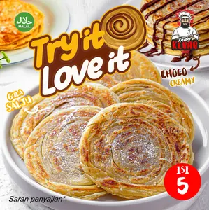 ROTI MARYAM / ROTI CANAI / ROTI CANE ISI 5 DIAMETER 9 CM ORIGINAL COKLAT KEJU BY KANGKEBAB CEMILAN FROZEN