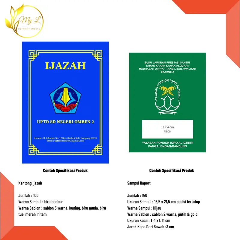 Sampul Raport Ijazah, STTB & Sekolah Custom Sablon Bahan NAPA 0.15A 3
