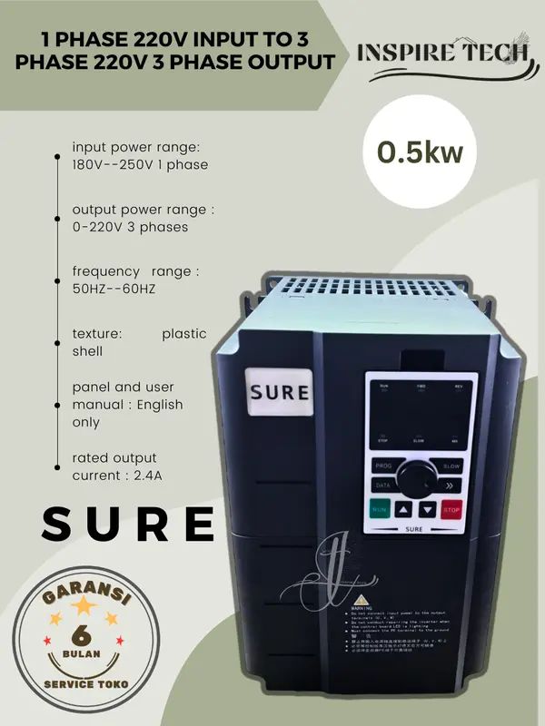 Inverter 0.5 KW 1 HP 220 V variable speed drive 3 p 220V Output 0