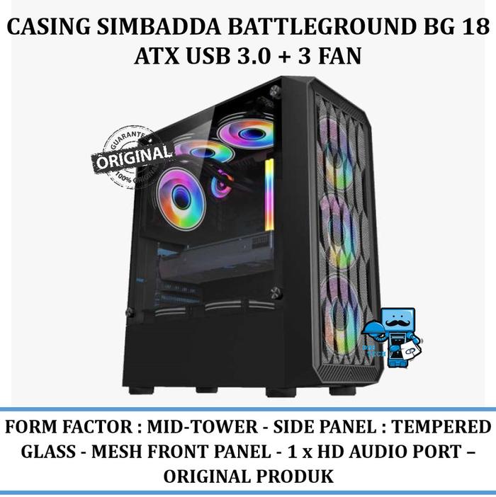 Jual Casing PC Simbadda Battleground BG18 / BG-18 Atx 3 Fan - Original ...