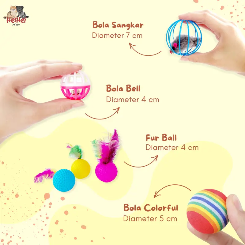 Mainan Kucing Bola Kerincing Lonceng - Cat Kitten Ball Toys 1