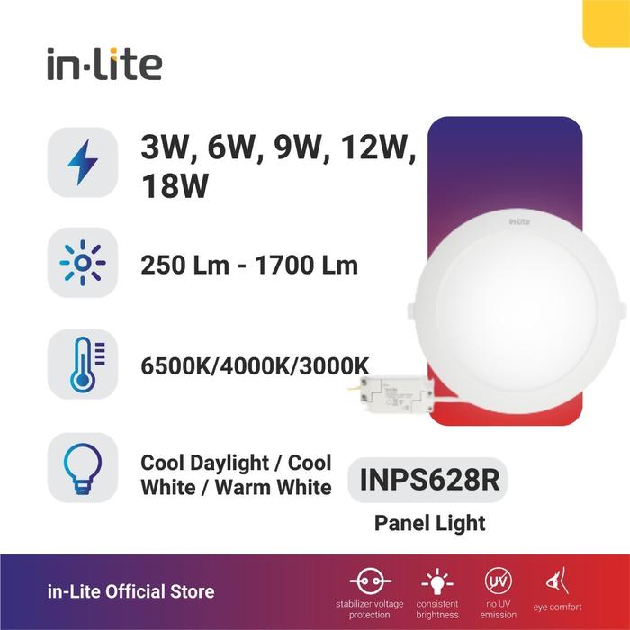Jual Downlight Plafon LED InLite 3W 6W 9W 12W 18W INBOW INPS628R - 3W ...