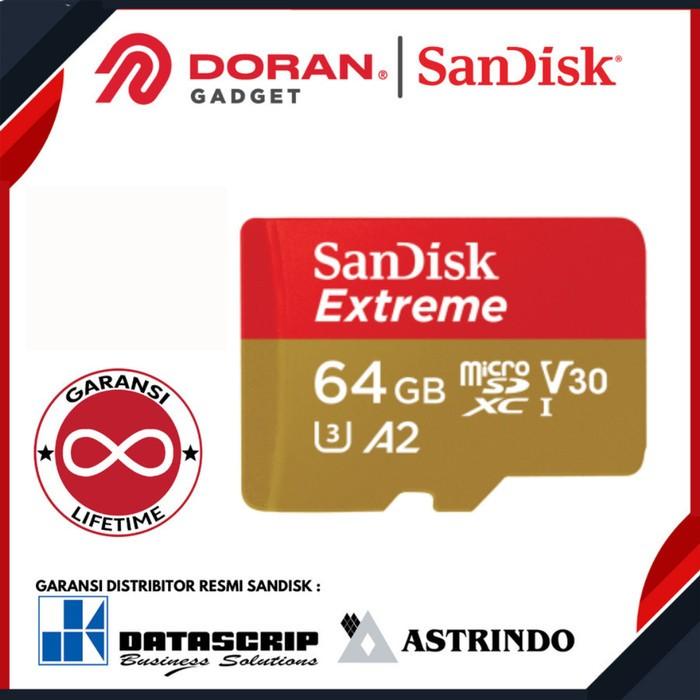 Gambar SanDisk Extreme Micro SD UHS-I 64GB 90MB/S - Micro SDHC 64 GB 170MBPS dari Doran Authorized Store Kota Administrasi Jakarta Pusat Tokopedia