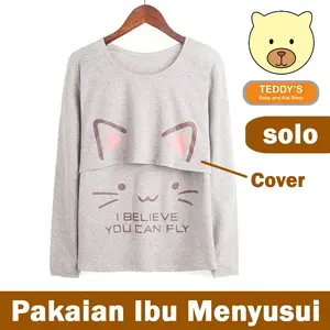 Pakaian Ibu Menyusui Lengan Panjang Bahan Kaos