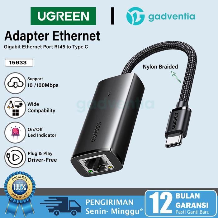 Gambar UGREEN Gigabit USB C To LAN RJ45 Ethernet Network 100Mbps Macbook Pro dari GADVENTIA Kota Administrasi Jakarta Barat Tokopedia