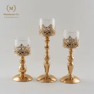 Tempat Lilin Tealight Scarlett Elegant Emas Mewah Ukuran Kecil/Medium/Large Candle Gold