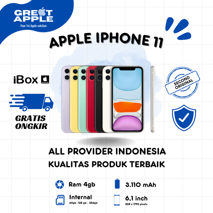 Handphone Ios Jual IPHONE 11 64GB 128GB 256GB GARANSI RESMI IBOX-INTER - FULLSET LIKE ...