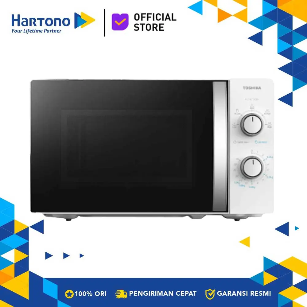Toshiba Microwave Countertop MWP-MM20C(WH)-F Kapasitas 20 L Low Watt Even Defrost 5 Level Dual Knobs 450 Watt Garansi Resmi