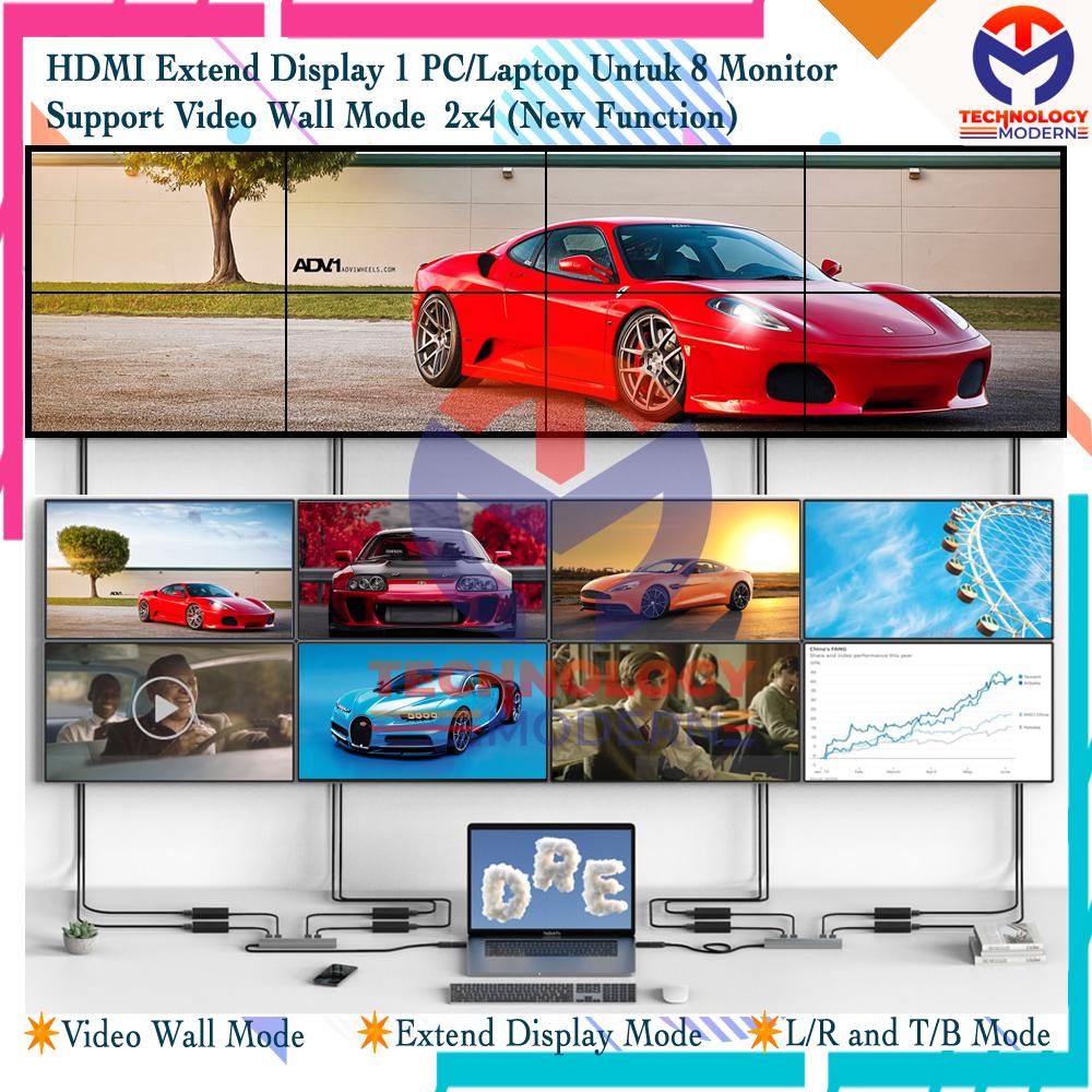 Multiple Monitor HDMI Extended 1 PC U/ 8 TV (Tampil Beda Beda) 1080P