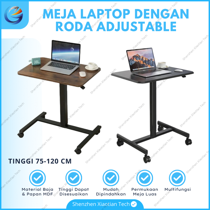 Promo AERA Meja Laptop Roda Adjustable Sit Stand Desk Portable ...