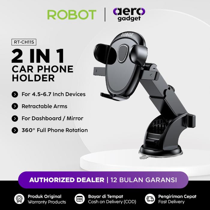 Gambar ROBOT Car Holder CH11S Holder HP Mobil Universal Stand Suction Cup GPS dari DEFCON Official Kota Administrasi Jakarta Utara Tokopedia