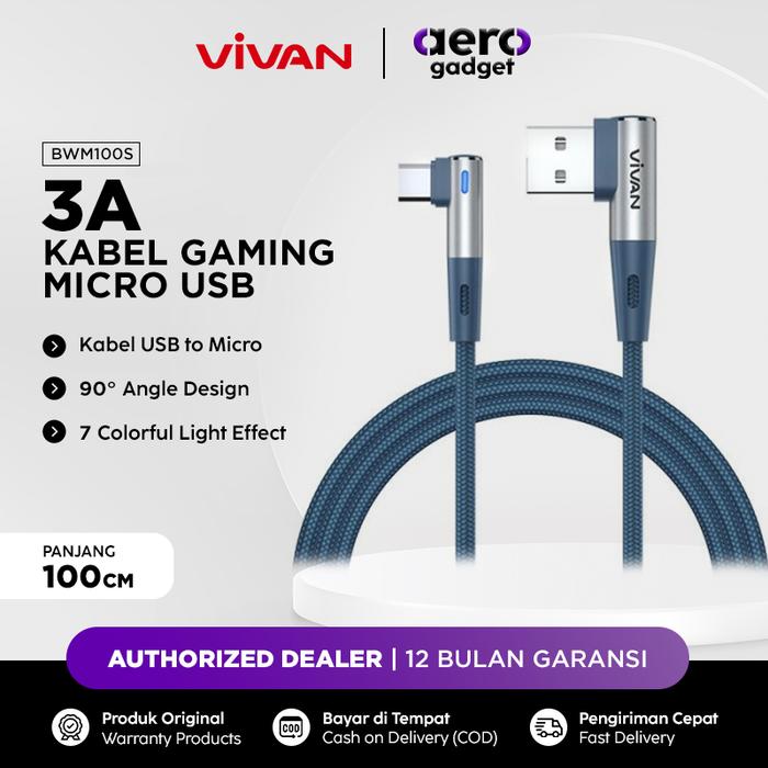 Gambar VIVAN Kabel Data Micro USB BWM100S Charger Gaming Elbow Xiaomi Samsung dari DEFCON Official Kota Administrasi Jakarta Utara Tokopedia