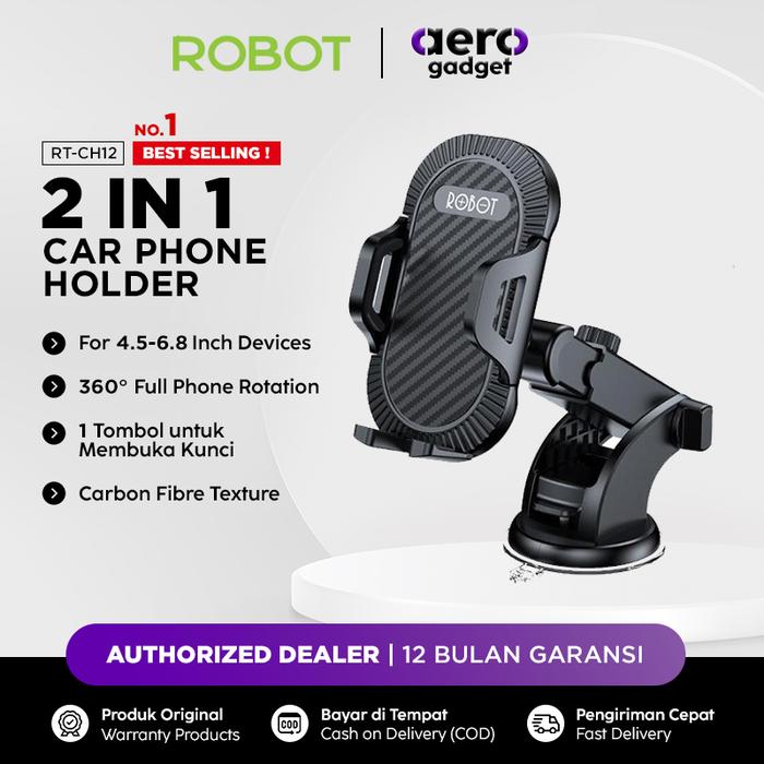 Gambar ROBOT Car Holder HP Handphone RT-CH12 Suction Cup Phone Holder Mobil dari DEFCON Official Kota Administrasi Jakarta Utara Tokopedia