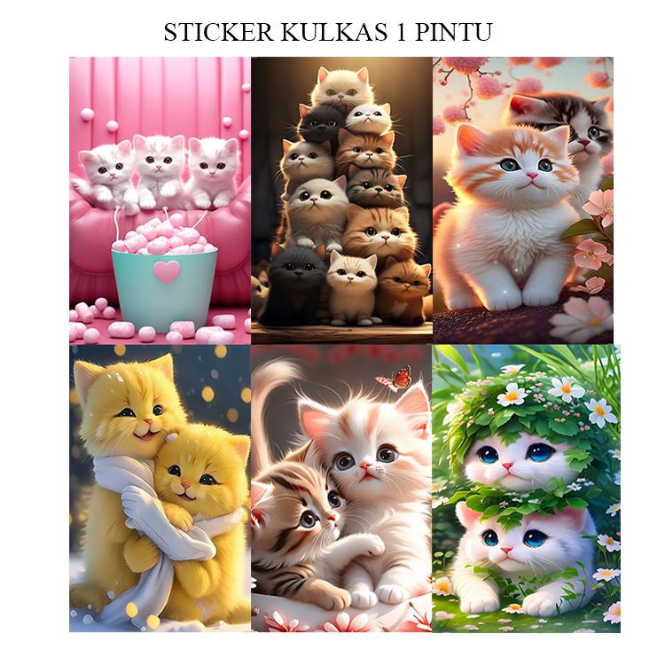 STICKER KULKAS 1 PINTU MOTIF KUCING Sticker Kulkas 120x 60 cm Grosir ...