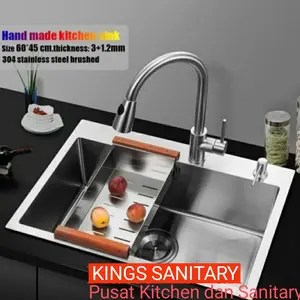 Kitchen sink 6045 stainless paket kran flexible terompet / Bak cuci