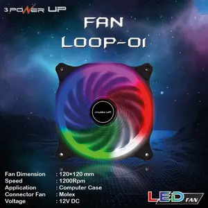 Fan Case Gaming Power Up Rover (RGB) Loop (Rainbow) Magix (Merah/Biru)