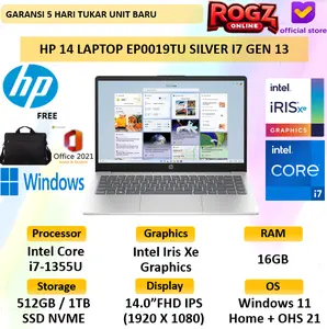 Laptop HP 14 S Core I7 Gen 13 32GB 1TB SSD W 11 + OHS 14.0 IPS Panel Hp 14S EP0019TU / EP0018TU