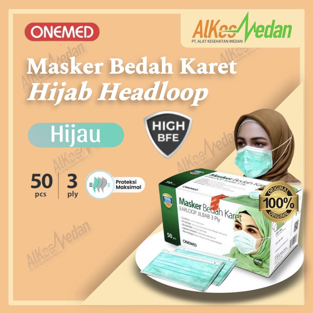 SURGICAL MASK/ MASKER BEDAH HIJAB JILBAB ONEMED BOX ISI 50PCS