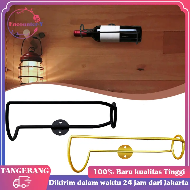Rak Wine Dinding Emas Rak Botol Wine Dinding Bottle Wine Wall Holder 0